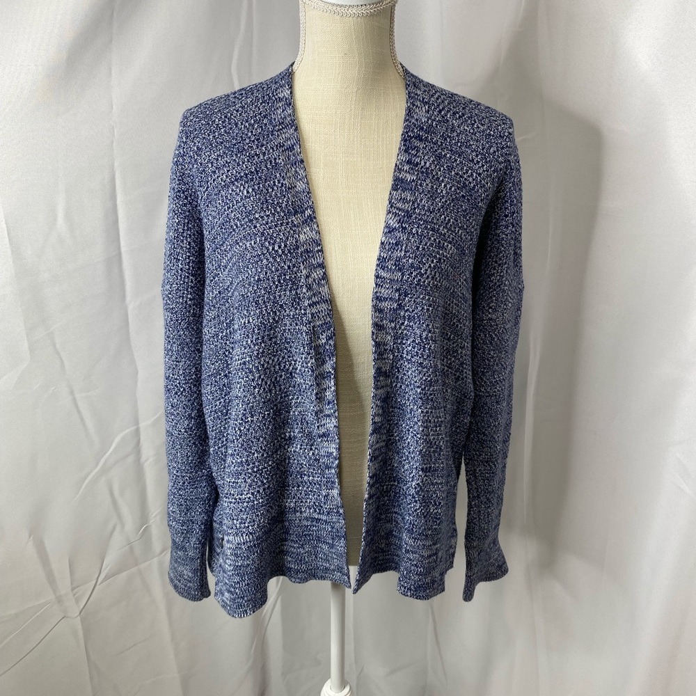 Gap Women’s blue and white marled cardigan sweater large